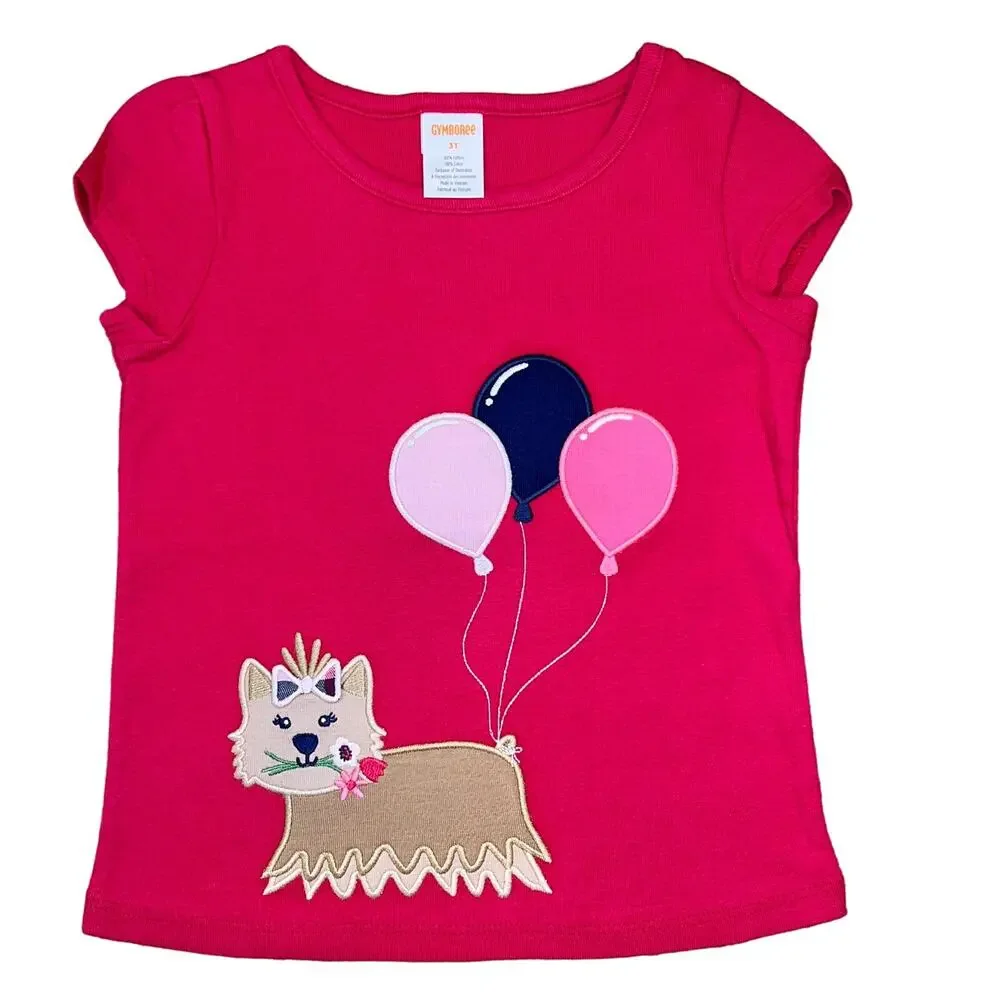 NWT Gymboree Pink & Navy Embroidered Puppy Top & Plaid Tiered Skort -SIZE 12-18M